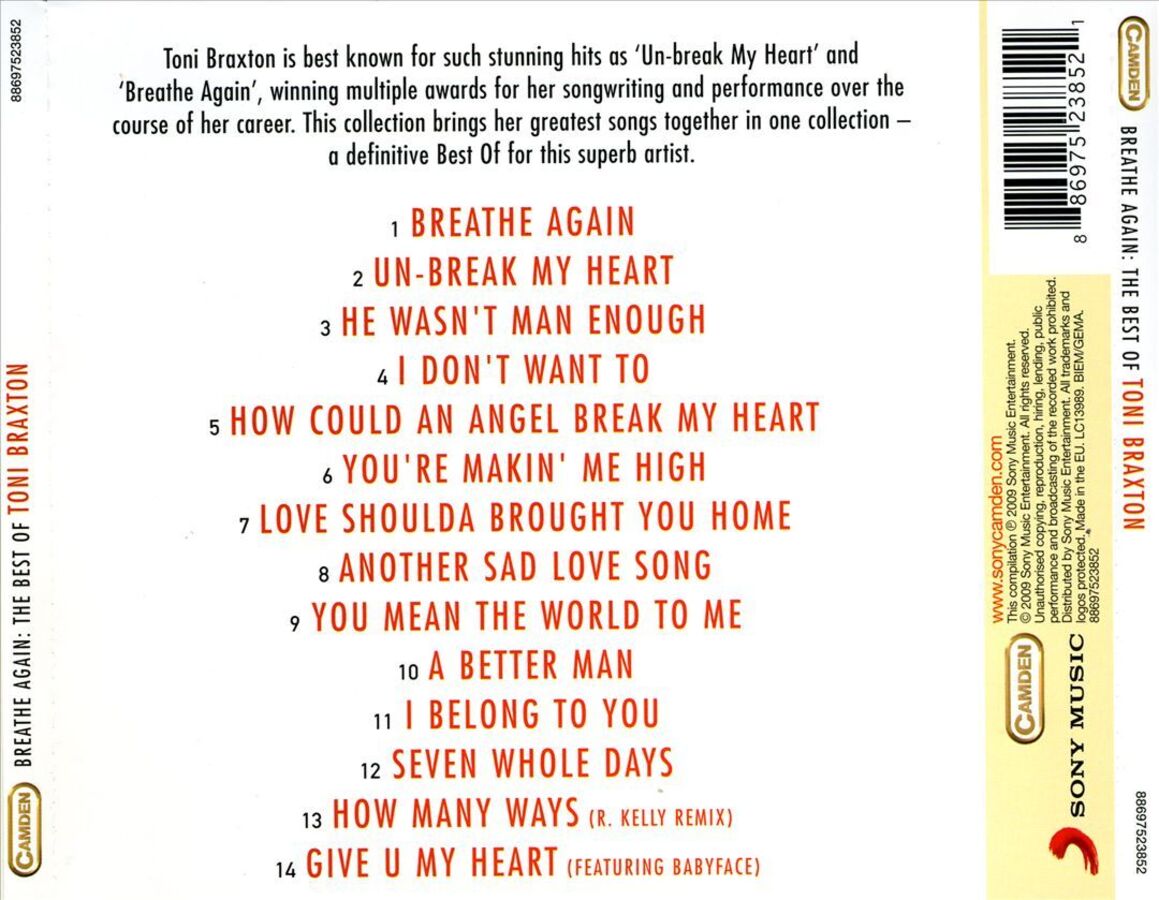 Toni Braxton Breathe Again (The Best Of Toni Braxton) (CD) — изображение 2